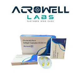 Product Name: Acrocal D3, Compositions of Acrocal D3 are Cholecalciferol Softgel Capsules  60000 IU - Acrowell Labs Private Limited