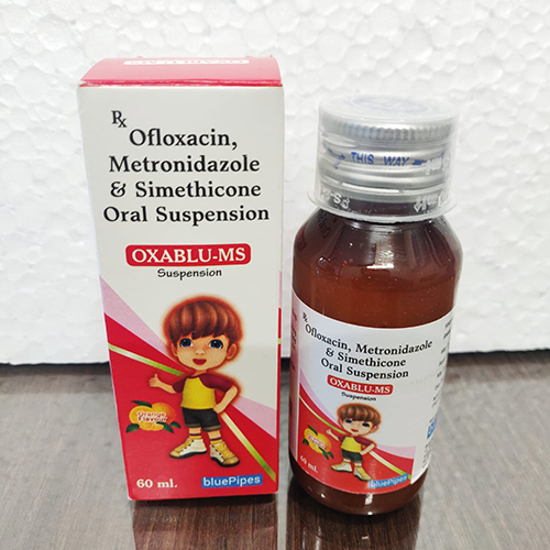 Product Name: OXABLU MS, Compositions of OXABLU MS are Ofloxacin Metronidazole & Simethicone Oral Suspension - Bluepipes Healthcare