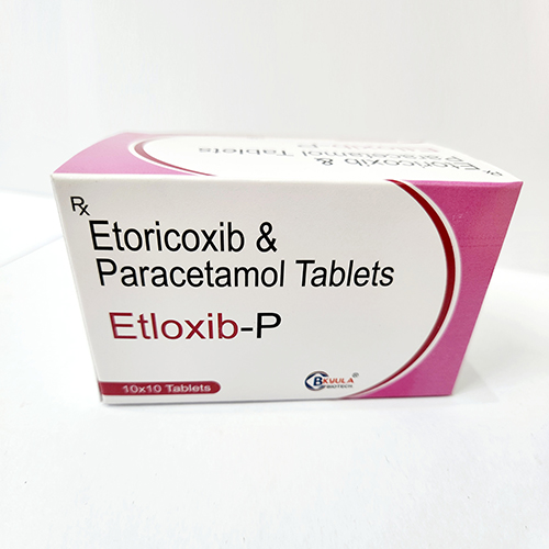 Product Name: Etloxib P, Compositions of Etloxib P are Etoricoxib & Paracetamol Tablets - Bkyula Biotech