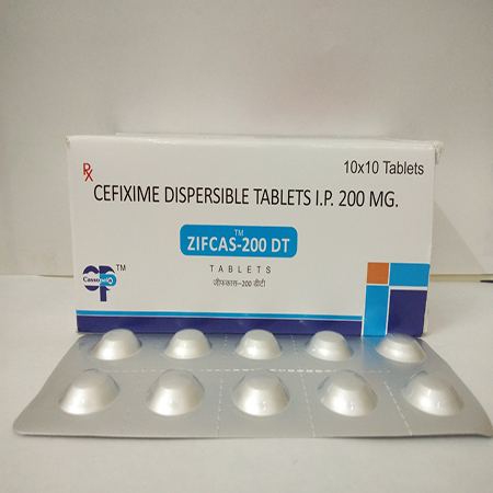 Product Name: Zifcas 200 DT, Compositions of Zifcas 200 DT are Cefixime Disperable Tablets IP 200 mg - Cassopeia Pharmaceutical Pvt Ltd