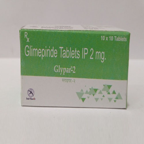 Product Name: Glypar 2, Compositions of Glypar 2 are Glimepiride Tablets IP 2 mg - Yazur Life Sciences