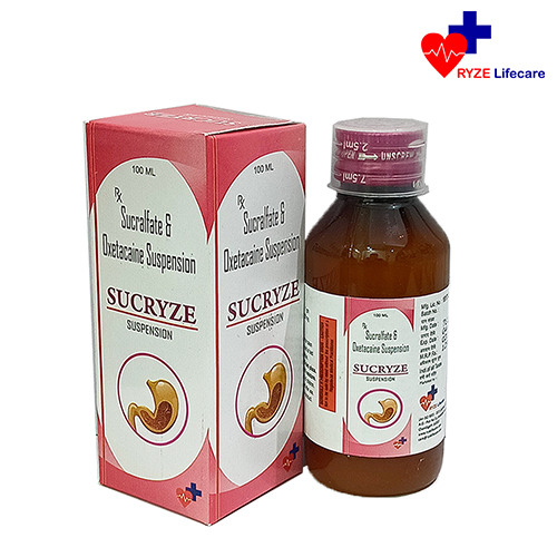 Product Name: SUCRYZE SUSPENSION, Compositions of SUCRYZE SUSPENSION are Sucralfate & Oxetacaine Suspension. - Ryze Lifecare