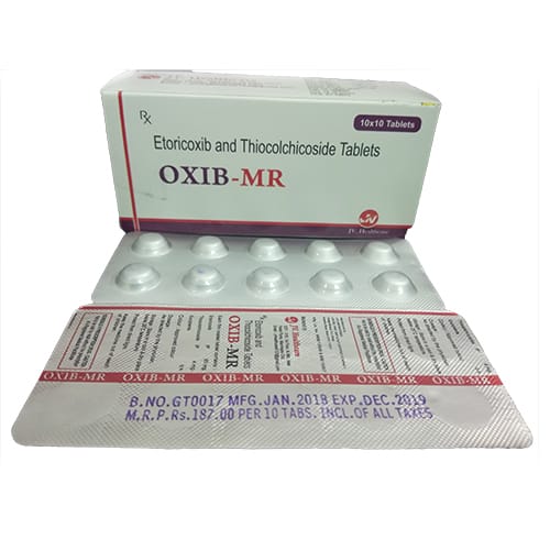 Product Name: Oxib Mr, Compositions of Oxib Mr are Etocoxib and Thiocolchicoside Tablets - JV Healthcare