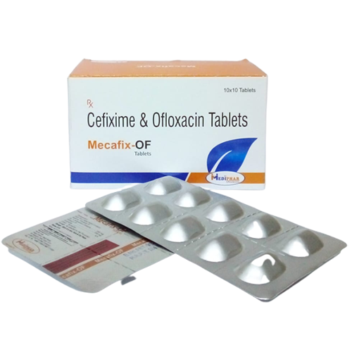 Product Name: Mecaflix, Compositions of Mecaflix are Cefixime and Ofloxacin Tablets - Mediphar Lifesciences Private Limited