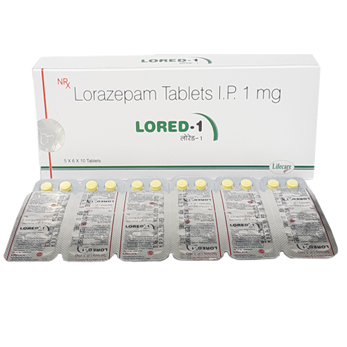 Product Name: Lored 1, Compositions of Lored 1 are Lorazepam Tablets IP 1mg - Lifecare Neuro Products Ltd.