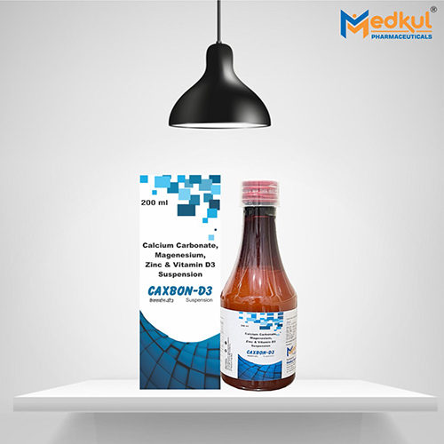Product Name: Caxbon D3, Compositions of Caxbon D3 are Calcium Carbonate,Magnesium,Zinc & Vitamin d3 Suspension - Medkul Pharmaceuticals