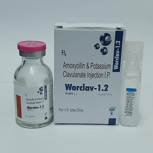 Product Name: Worclav 1.2, Compositions of Worclav 1.2 are Amoxycillin & Potassium Clavlanate Injection IP - WHC World Healthcare