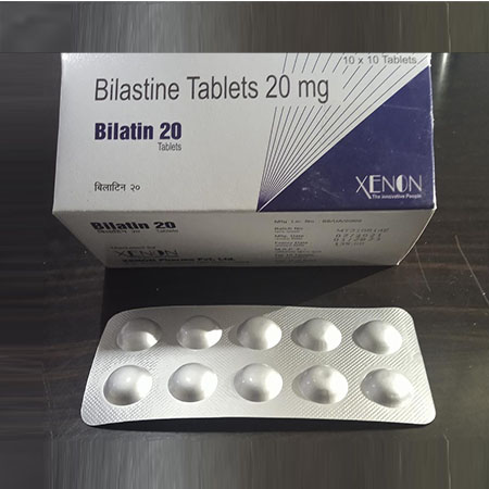Product Name: Bilatin 20, Compositions of Bilatin 20 are Bilastine Tablets 20 mg - Xenon Pharma Pvt. Ltd