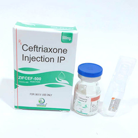 Product Name: ZIFCEF 500, Compositions of ZIFCEF 500 are Ceftriaxone Injection IP - Ozenius Pharmaceutials