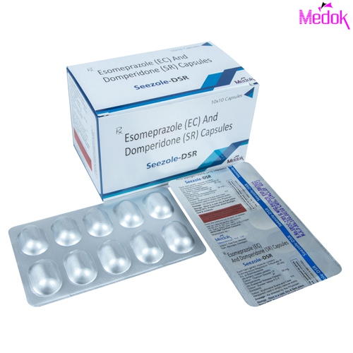Product Name: Seezole DSR, Compositions of Seezole DSR are Esomeprazole EC and domperidone SR capsules - Medok Life Sciences Pvt. Ltd