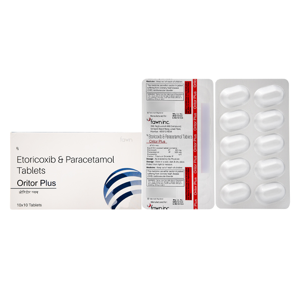 Product Name: ORITOR PLUS, Compositions of Etoricoxib 60 mg. + Paracetamol 325 mg. are Etoricoxib 60 mg. + Paracetamol 325 mg. - Fawn Incorporation