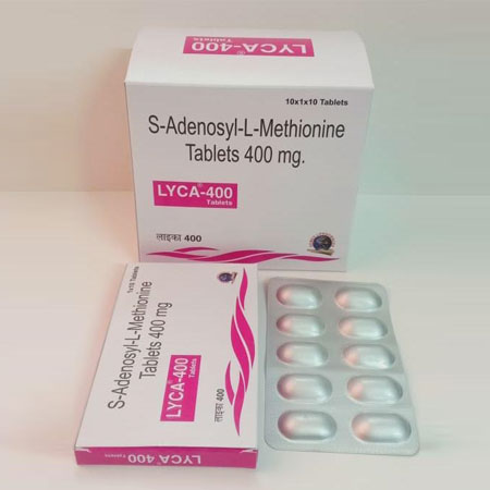 Product Name: Lyca 400, Compositions of Lyca 400 are S-Adenosyl-L methionine 400 mg - Gemed Lifesciences Pvt. Ltd