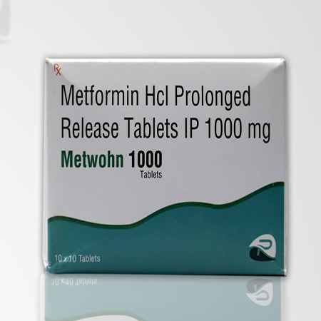Product Name: METWOHN 1000, Compositions of METWOHN 1000 are Metformin Hcl Prolonged Release Tablets IP 1000mg - Riyadh Pharmaceutical