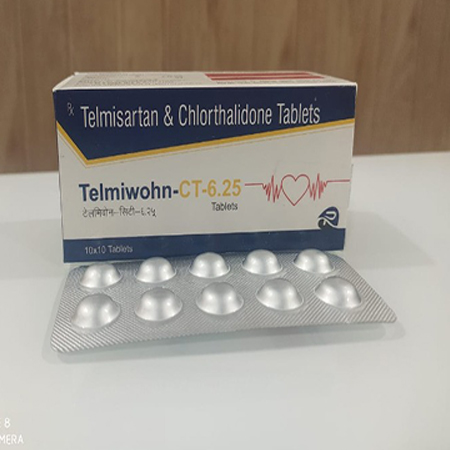 Product Name: TELMIWOHN CT 6.25, Compositions of TELMIWOHN CT 6.25 are Telmisartan & Chlorthalidone Tablets - Riyadh Pharmaceutical