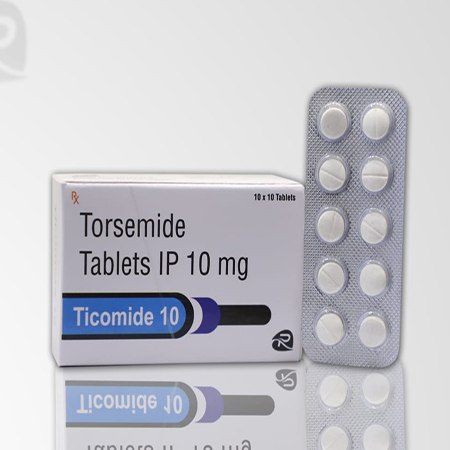 Product Name: TICOMIDE 10, Compositions of TICOMIDE 10 are Torsemide Tablets IP 10mg - Riyadh Pharmaceutical