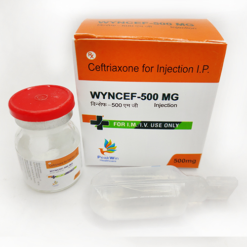Product Name: Wyncef 500 mg, Compositions of Wyncef 500 mg are Ceftriaxone For Injecton Ip - Peakwin Healthcare